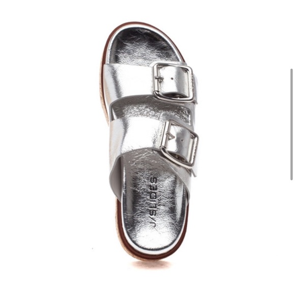 NWT J/SLIDES BELINDA Silver Leather Sandal - Picture 5 of 14